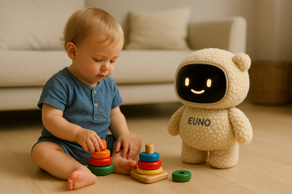 Euno en laine joue avec bébé